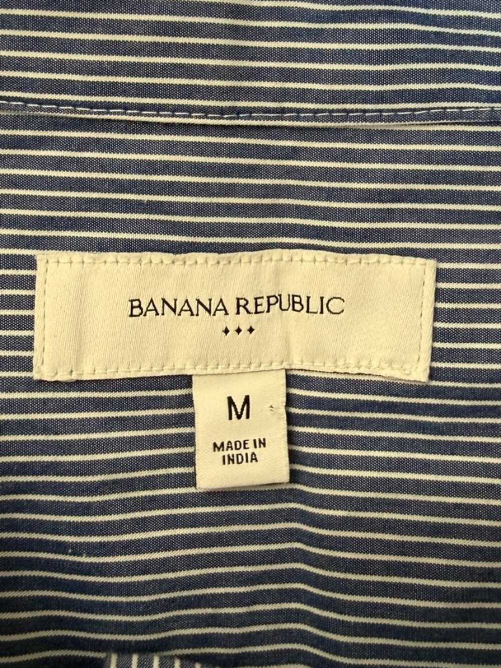Banana Republic Factory Blue White Striped Poplin Button Down Shirt Size M - Picture 4 of 7